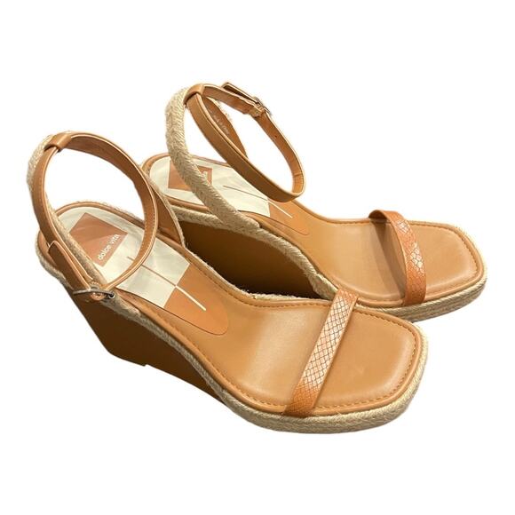 Dolce Vita Aurora Ankle Strap Espadrille Wedge Sandals Cedar Embossed Stella 9.5 - Picture 3 of 12